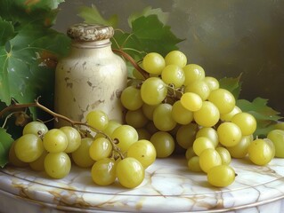 bunches of green grapes