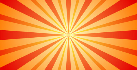 Orange Sunburst Pattern Background. Rays. Radial. Summer Banner. Vector Illustration