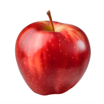 Red apple isolated on transparent background. Fresh raw organic fruit.