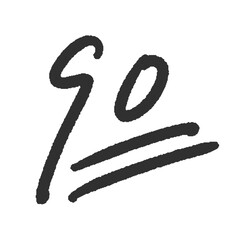 ラフな手書きの黒い数字の90とシンプルな装飾 - 90点のテストの点数や番号のデザイン素材