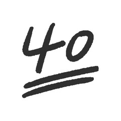 ラフな手書きの黒い数字の40とシンプルな装飾 - 40点のテストの点数や番号のデザイン素材
