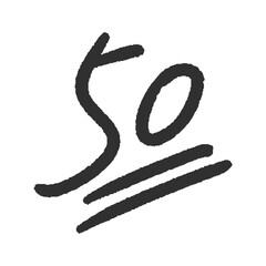 ラフな手書きの黒い数字の50とシンプルな装飾 - 50点のテストの点数や番号のデザイン素材