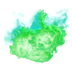 A green smoke explosion isolated on transparent png.	
