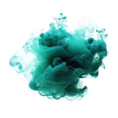 A round teal smoke explosion isolated on transparent png.	