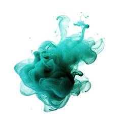 A round teal smoke explosion isolated on transparent png.	