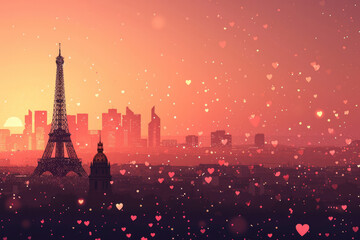 Fototapeta premium The city of love Paris, France - Valentine day concept