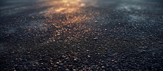 Detailed close up of a textured black asphalt surface in high resolution - Powered by Adobe