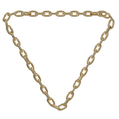 Ancient Geometry Reborn: A 3D masterpiece reimagines the inverted triangle with shimmering gold chains. Delve into symbolism, harmony, and timeless concepts with this modern artwork