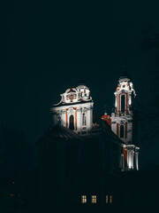 Church of St. Catherine in Vilnius at night