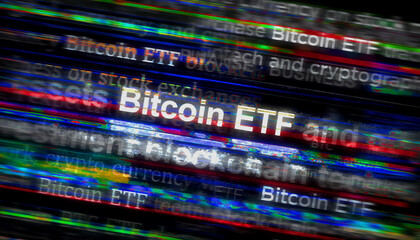 Bitcoin ETF BTCETF headline titles media 3d illustration