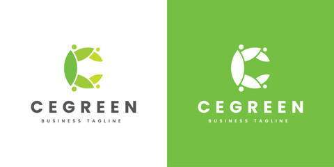 eco green letter c logo design