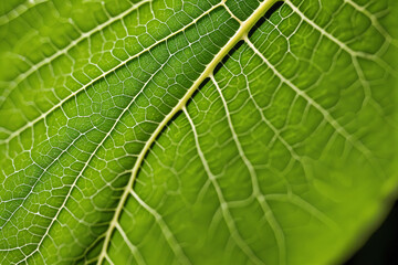 Fototapeta premium Veins of Nature A Macro Leaf's Vein Pattern highlighted soft, translucent green hue