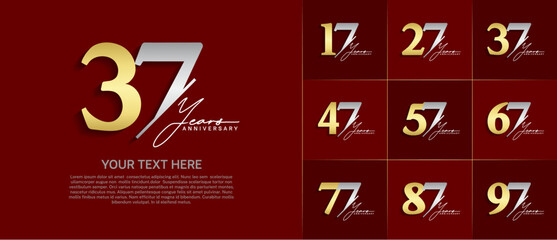 Set of Anniversary Logotype silver and gold color with calligraphy can be use for special day celebration