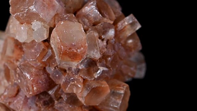 Aragonite 'Sputnik' (calcium carbonate) rotating slowly against a black background	