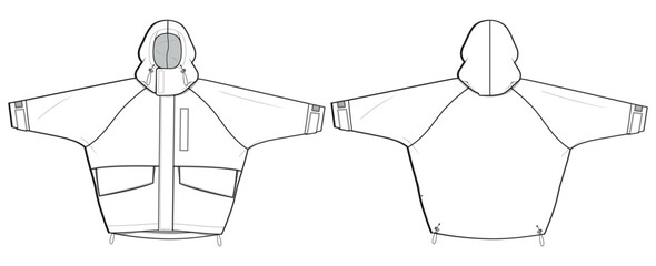 Parka Hoodie jacket design flat sketch Illustration, Wind breaker Hooded jacket with front and back view, Wind cheater winter jacket for Men and women. for hiker, outerwear and workout in winter © Fathima Flats