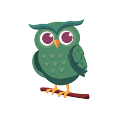 Cute owl of colorful set. A funny owl comes to life in a riot of colors, its quirky design adding a touch of delight to any space against a backdrop of crisp white. Vector illustration.