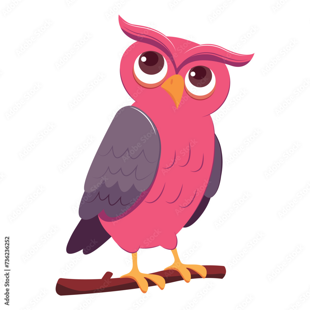 Poster cute owl of colorful set. its colorful feathers and expressive features capturing attention and imag