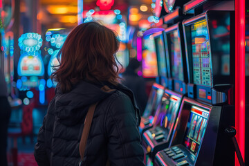 woman on slot machines