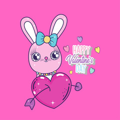 Fototapeta premium Easter bunny with heart, Mystical Moonlight Background