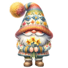 Gnome Spring Seasonal Watercolor Clipart Illustration