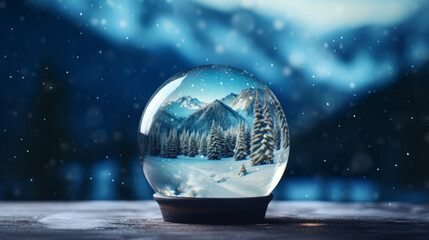 Fototapeta na wymiar Glass Ball in Rocky Mountains