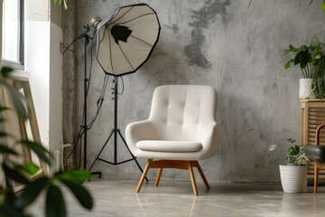 Modern chair standing in a studio