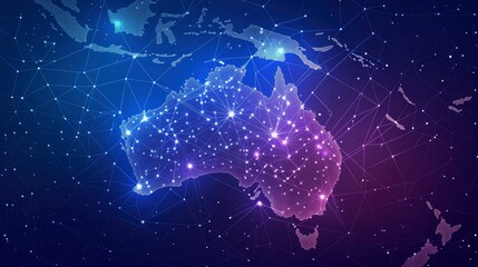 Digital network and connectivity map of Australia.