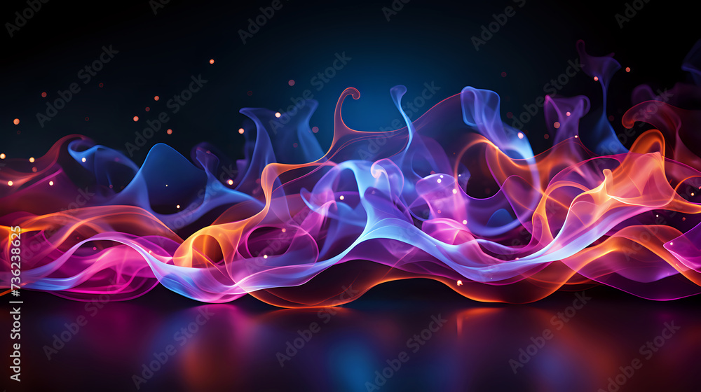 Poster abstract and artistic visualization of wavy, flowing forms that resemble smoke or silk in motion. th
