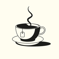 Vector linear hand drawn illustration of cup of tea