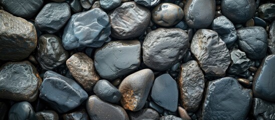 Enigmatic Elegance. Mysterious Black Stones Background, Evoking the Solidity and Intrigue of Wall Rock