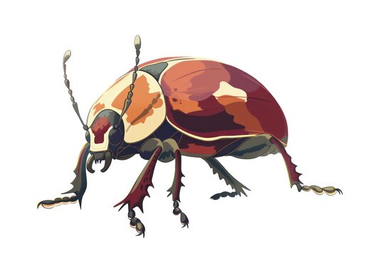 cartoon shaped beetle is shown on a green background