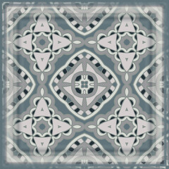 Abstract geometric pattern in gray blue green, vector seamless. Frame.
