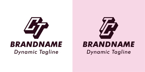 Letters CT and TC 3D Monogram Logo, Suitable for business with CT or TC initials