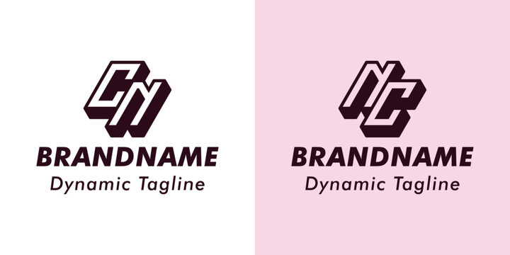 Letters CN and NC 3D Monogram Logo, Suitable for business with CN or NC initials