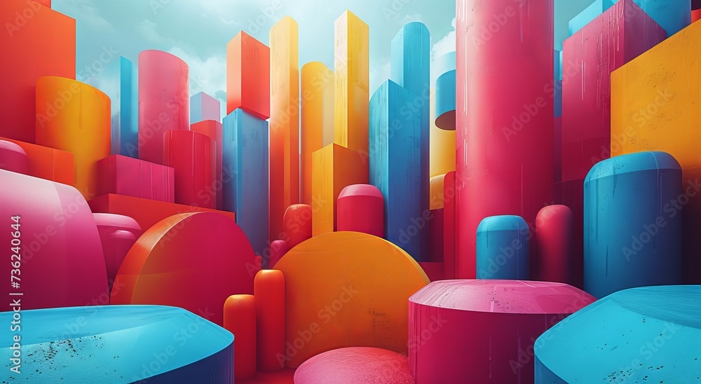 Poster geometric shapes in a color palette concept: art and design template