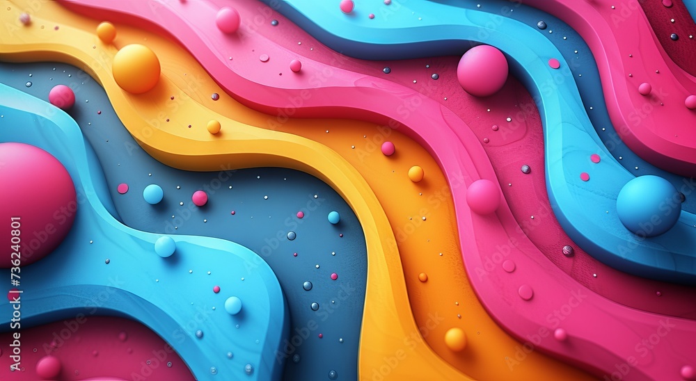 Aufkleber abstract bright neon paints of multi-colored splashes on a yellow background creating a dynamic and 