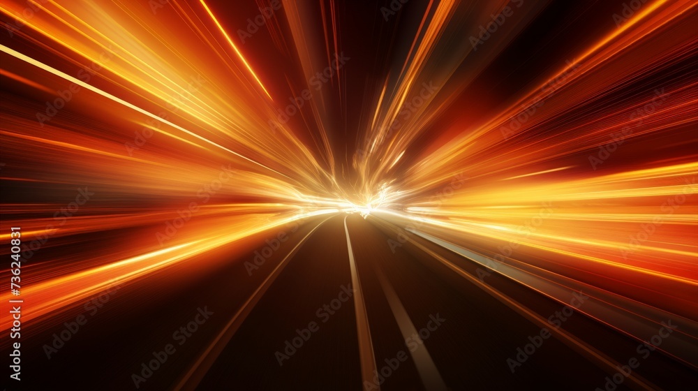 Poster speeding motion blurred in tunnel. powerful of abtract light trails. rendering