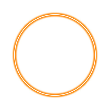 Neon orange circle frame png