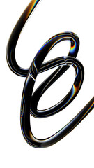 Futuristic glass wavy squiggle line 3D illustration, Glass dispersion tangled curved line isolated, futuristic element background