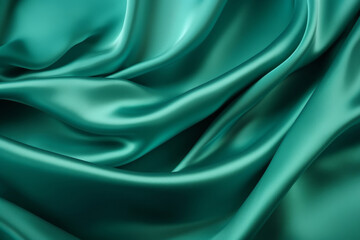 Obraz premium Processed collage of emerald green silk surface texture. Background for banner, backdrop