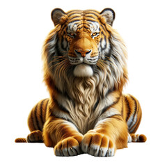 Obraz premium 3D a full-body tiger, designed to evoke a profound feeling of awe,3D illustration, isolated on a transparent background.