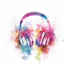 Colorful DJ headphones used as illustrations about music and music festivals.