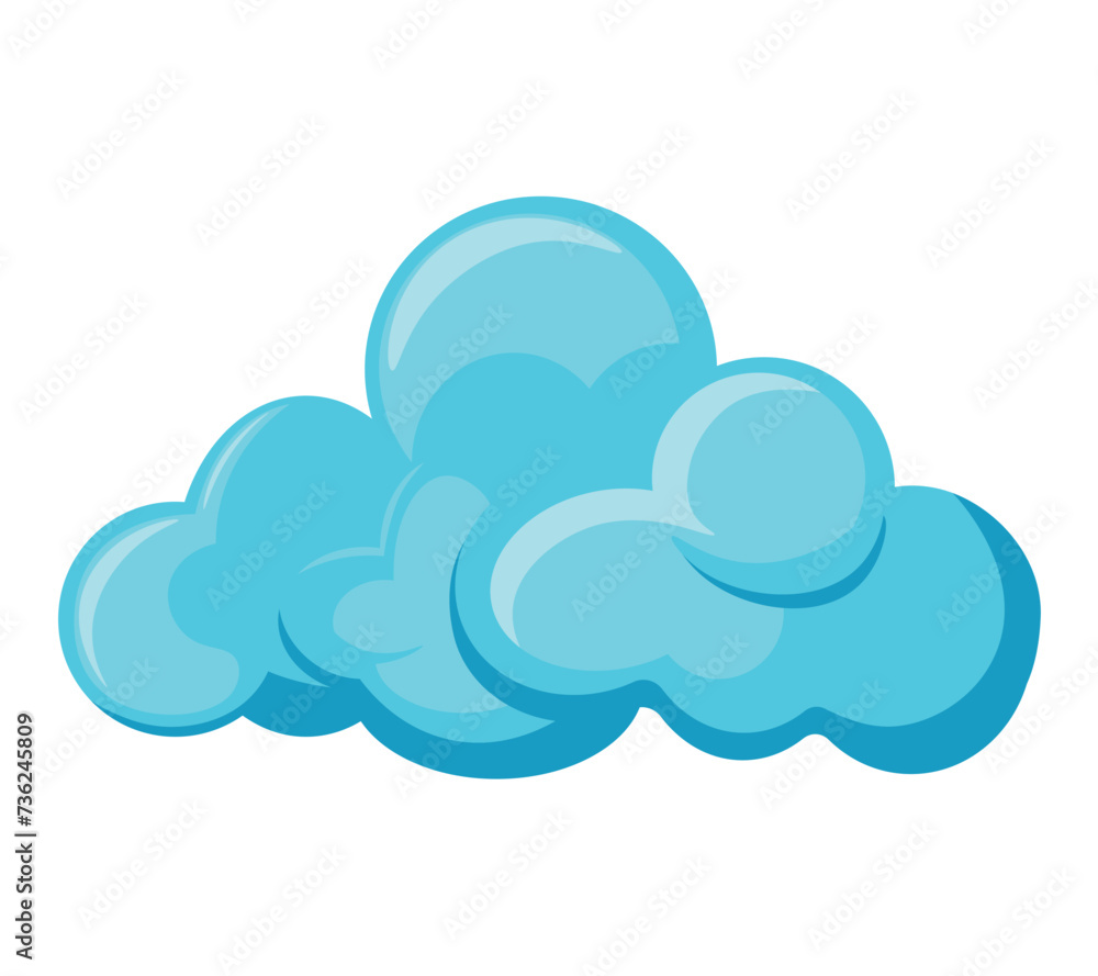 Poster blue cloud of colorful set. this illustration presents a colorful rendition of a cloud, designed wit