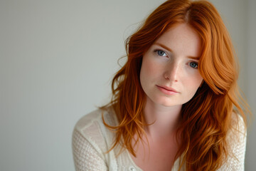 Fototapeta premium Serenity in Sunshine: Red-haired Beauty's Shoulder Close-Up