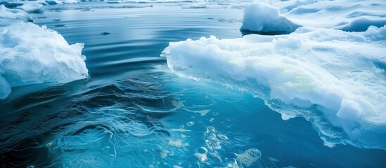 Melting Ice. Arctic Ocean Waters Witnessing the Effects of Global Warming, Signifying Climate Change, Greenhouse Gas Emissions, and Ecology Concerns.