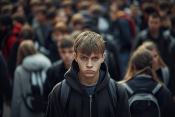 Fototapeta premium The Haunting Gaze: Reflecting the Fear and Anxiety of Adolescent Life