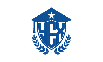 YE three letter iconic academic logo design vector template. monogram, abstract, school, college, university, graduation cap symbol logo, shield, model, institute, educational, coaching canter, tech