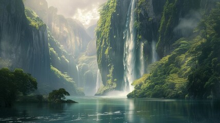 waterfall in the morning