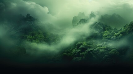 Green Color Fog Background