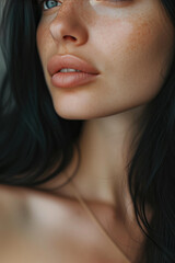 Fototapeta premium Portrait of a Serene Black-Haired Woman